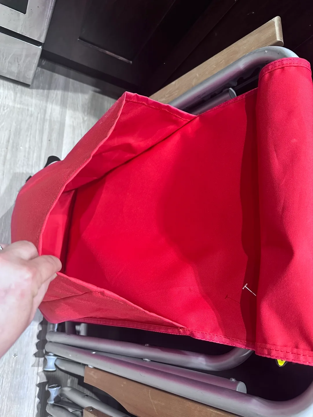 Two Red Portable Folding Chairs with Cup Holders image indicator(3)