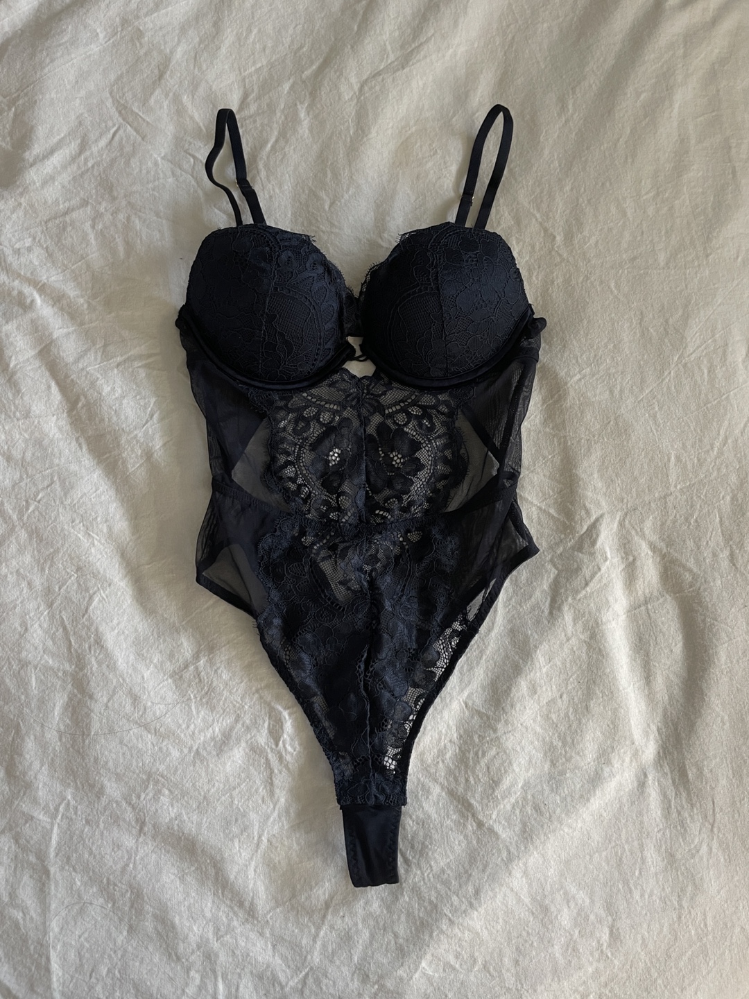 New: La Senza Black Lace Bodysuit XS
