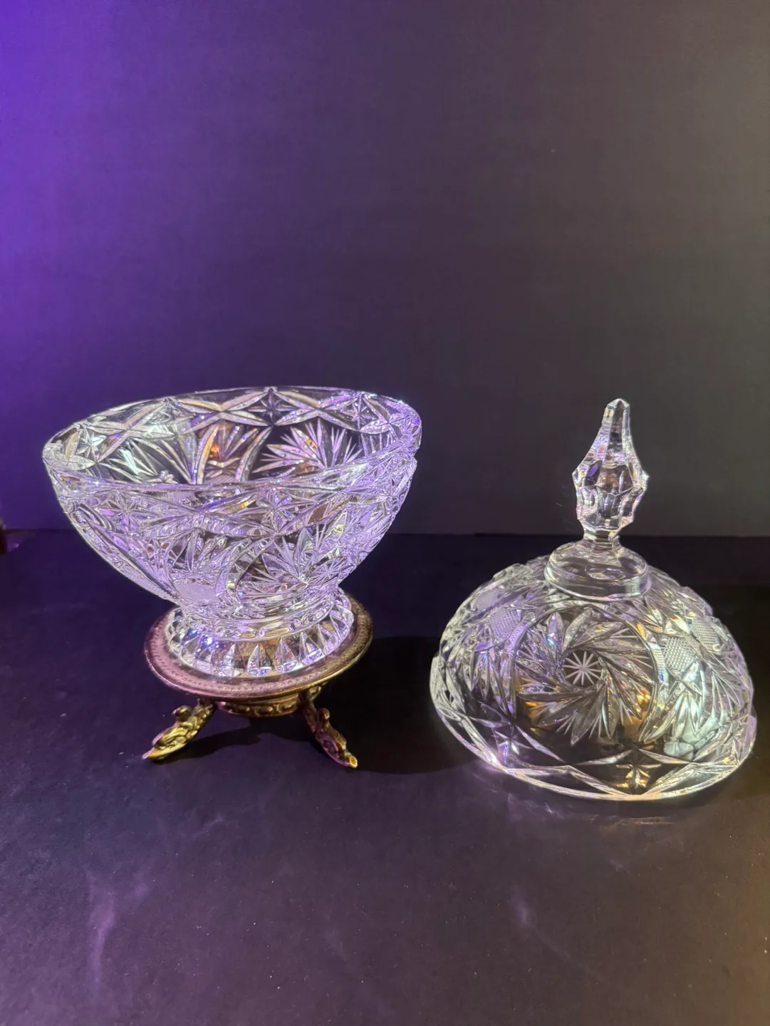 Vintage Crystal Candy Dish with Lid image indicator(2)