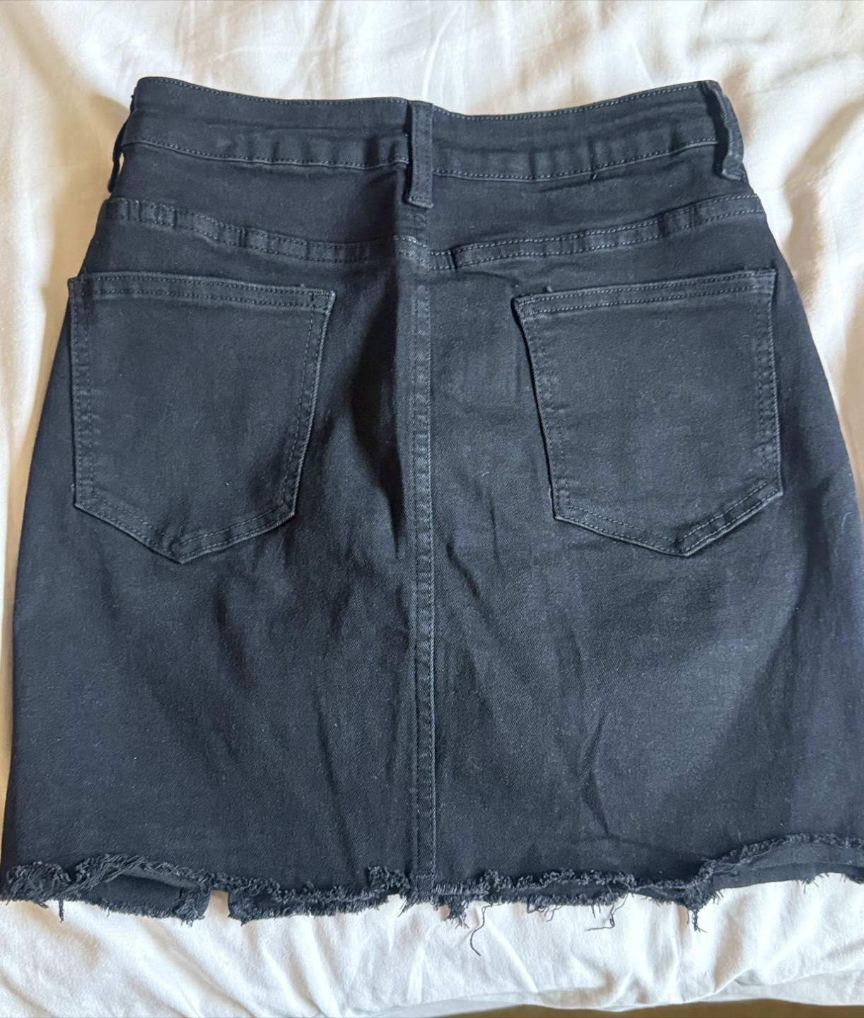 Black Denim Mini Skirt with Side Slit - photo 2
