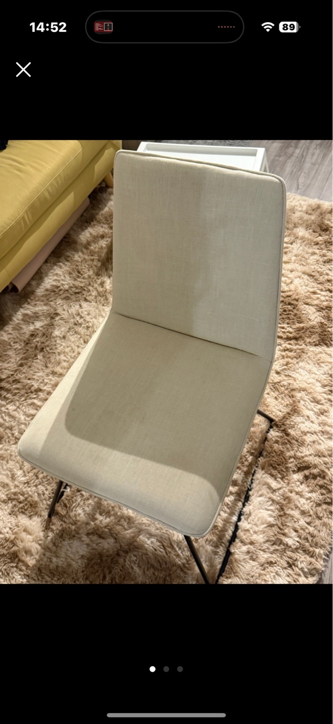 Modern Beige Dining Chair with Black Metal Legs