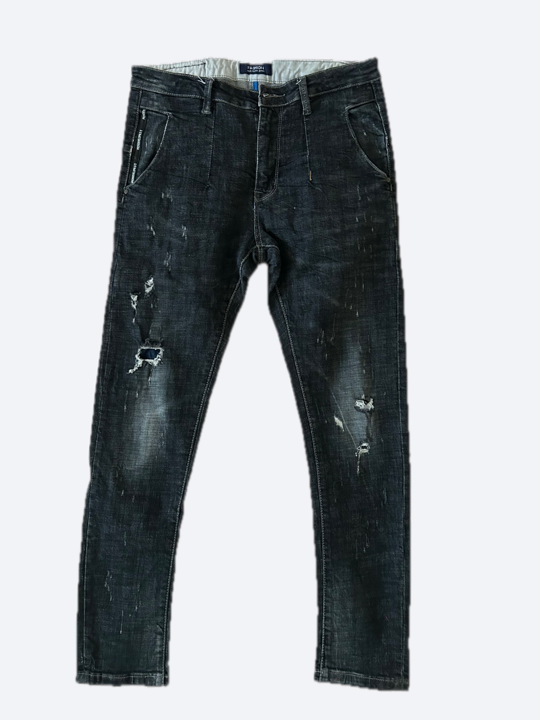 Men's Distressed Black Jeans