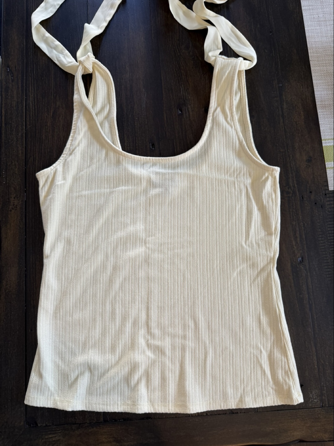 Ribbed Tank Top with Shoulder Ties