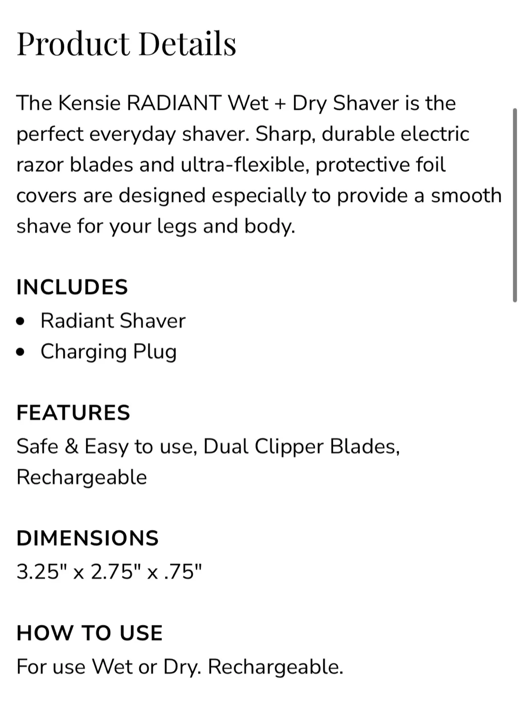 🍓 NEW! Reg $70 Kensie RADIANT Wet + Dry Rechargeable Shaver image indicator(3)