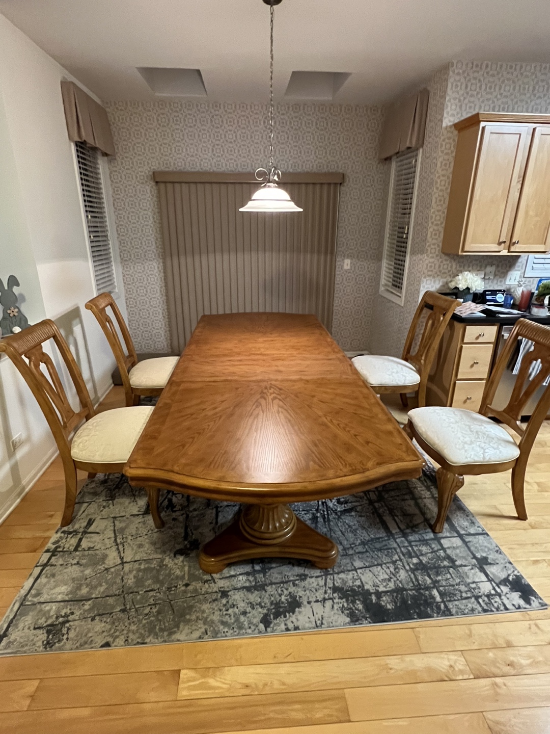 6-Piece Oak Dining Set with 2 Leaf - photo 2