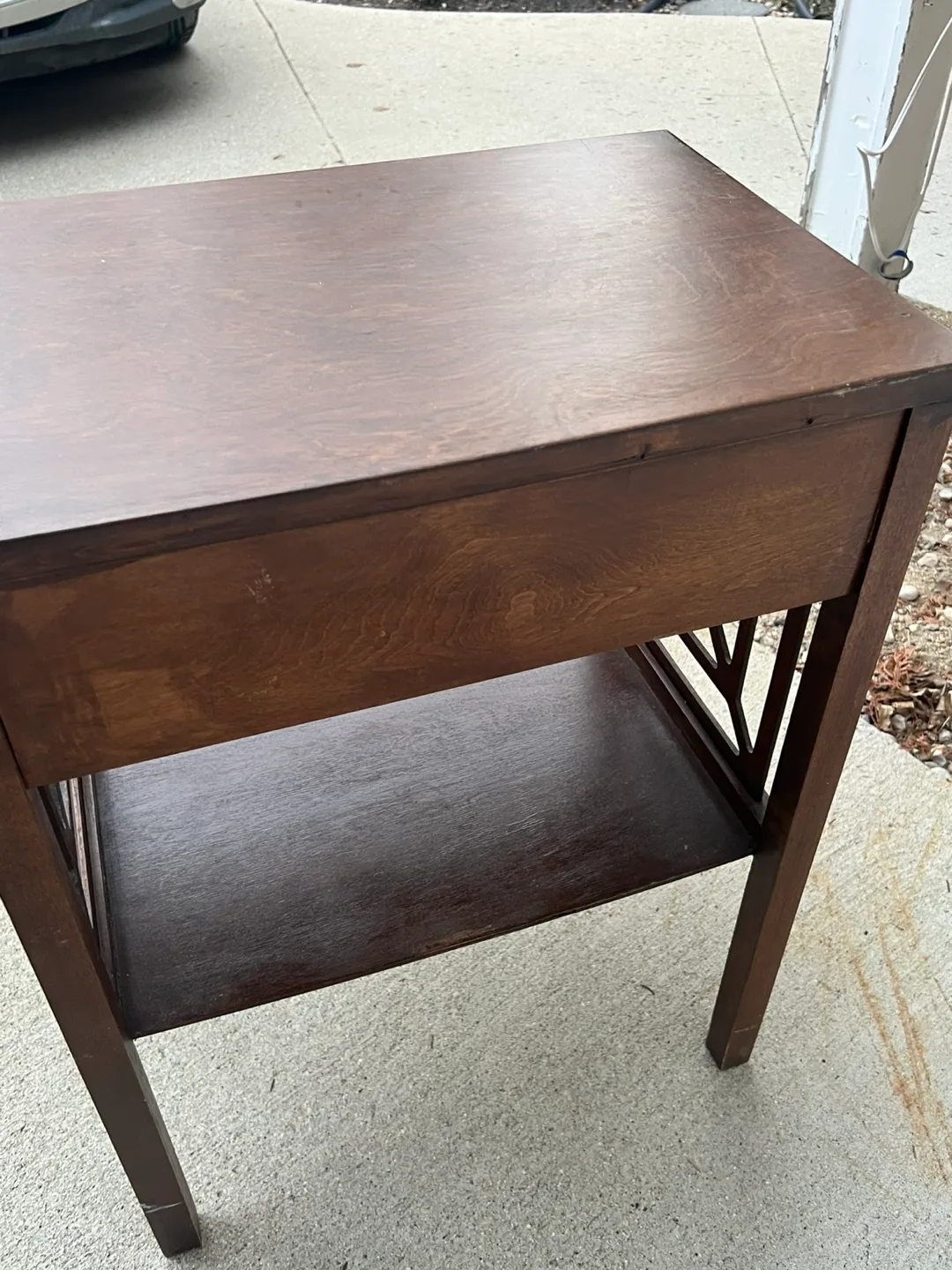 Vintage Wooden End Table with Drawer image indicator(2)