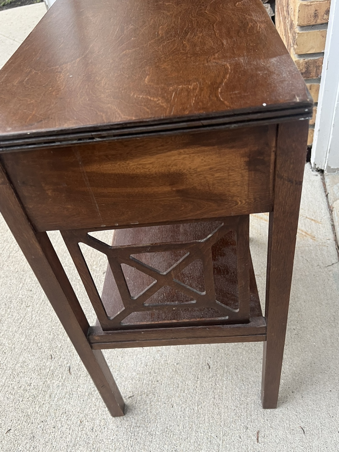 Vintage Wooden End Table with Drawer