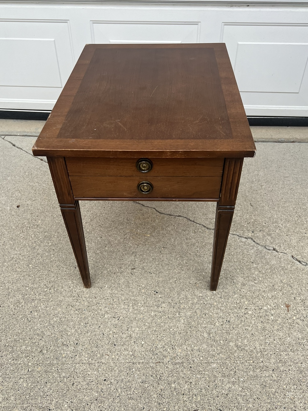Vintage Wooden End Table with Drawer