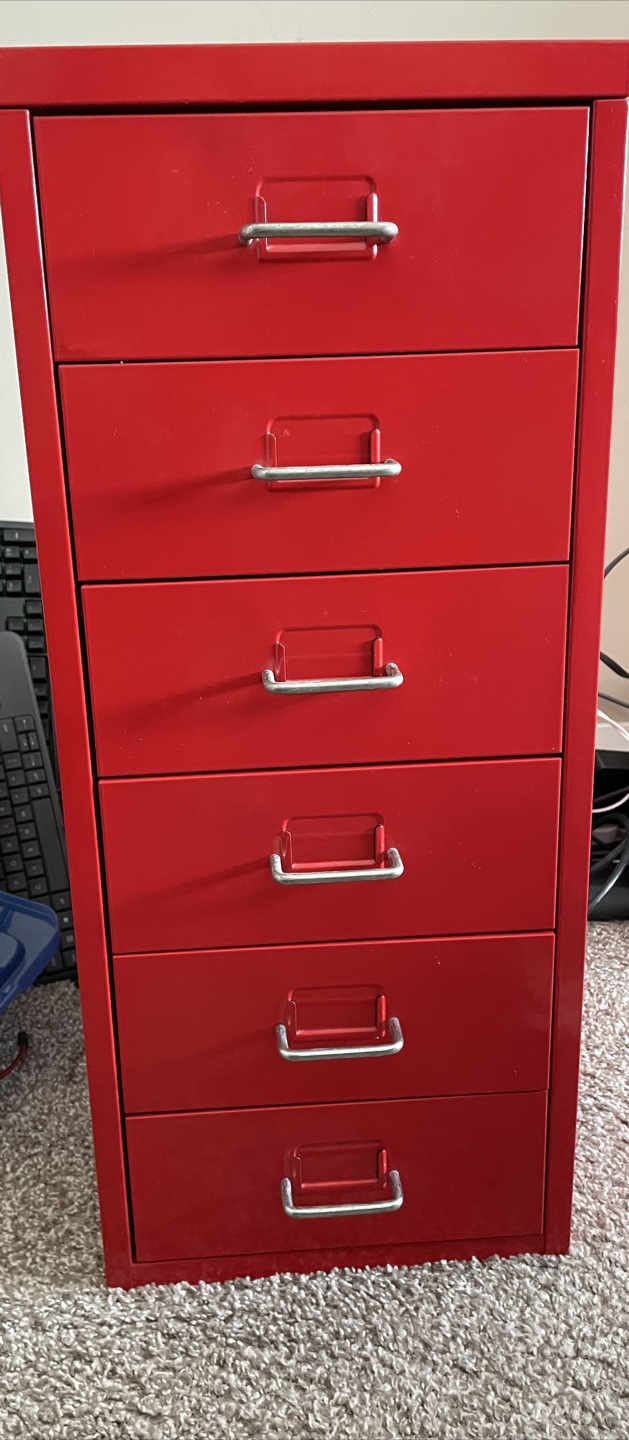 IKEA HELMER 6-Drawer White and Red
