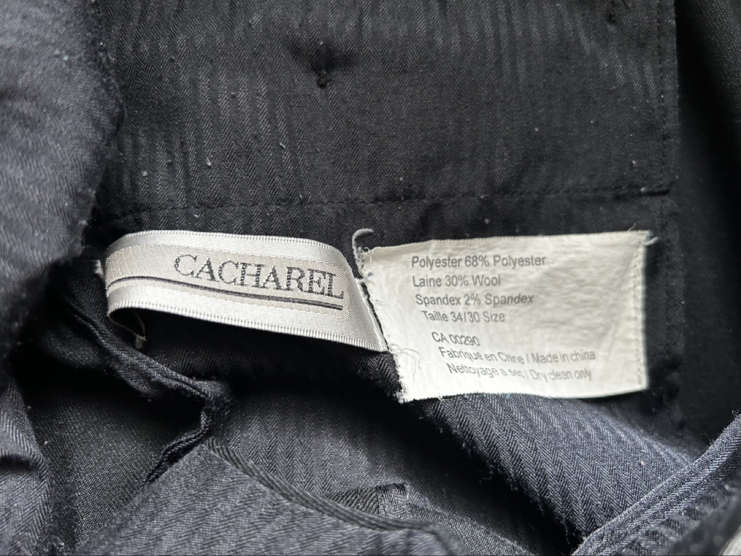 Cacharel Men’s Black Wool Blend Trousers - Size 34/30 - photo 2