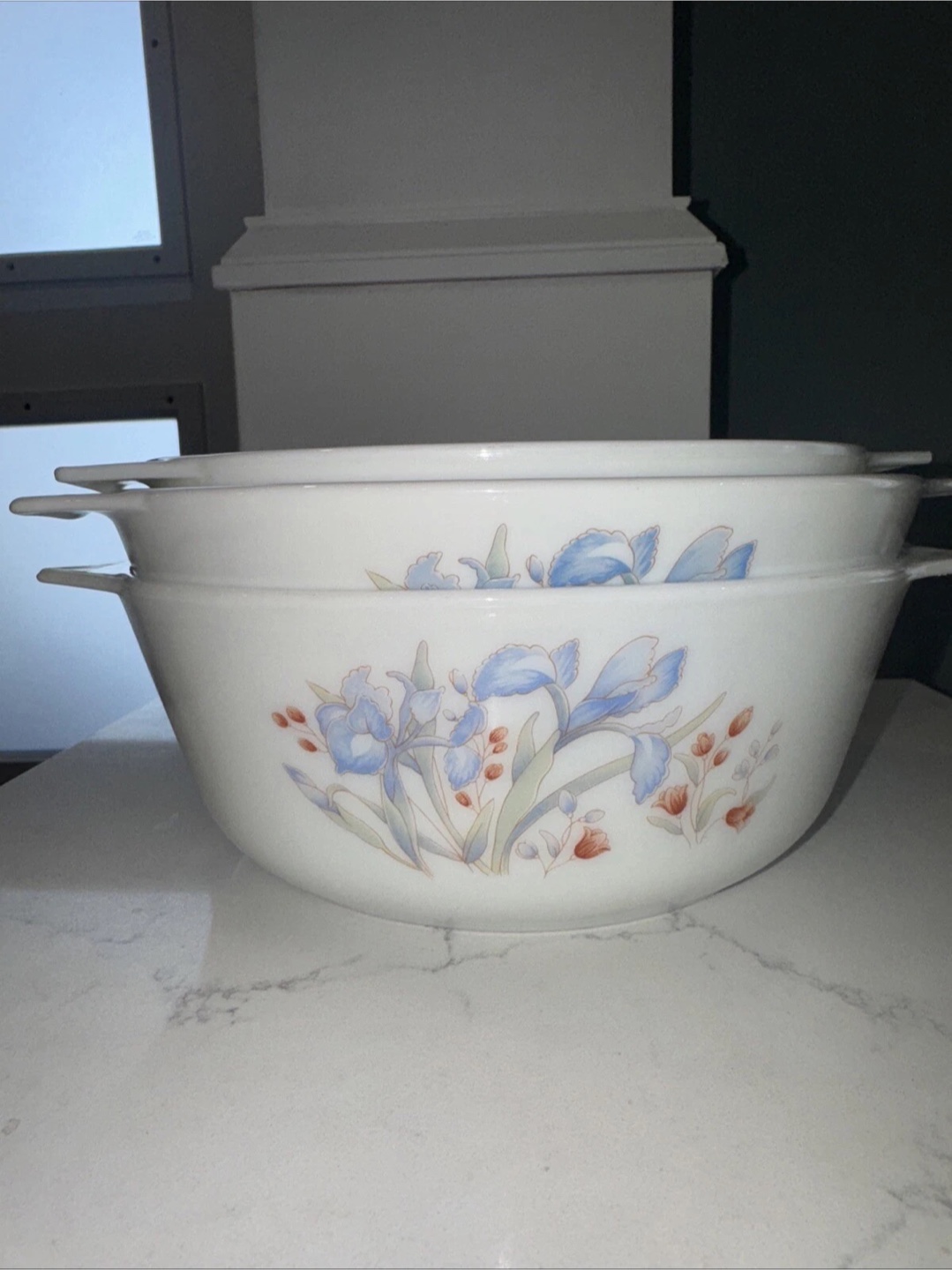 3 Vintage Pyrex Casserole Dishes with Iris Design - photo 3