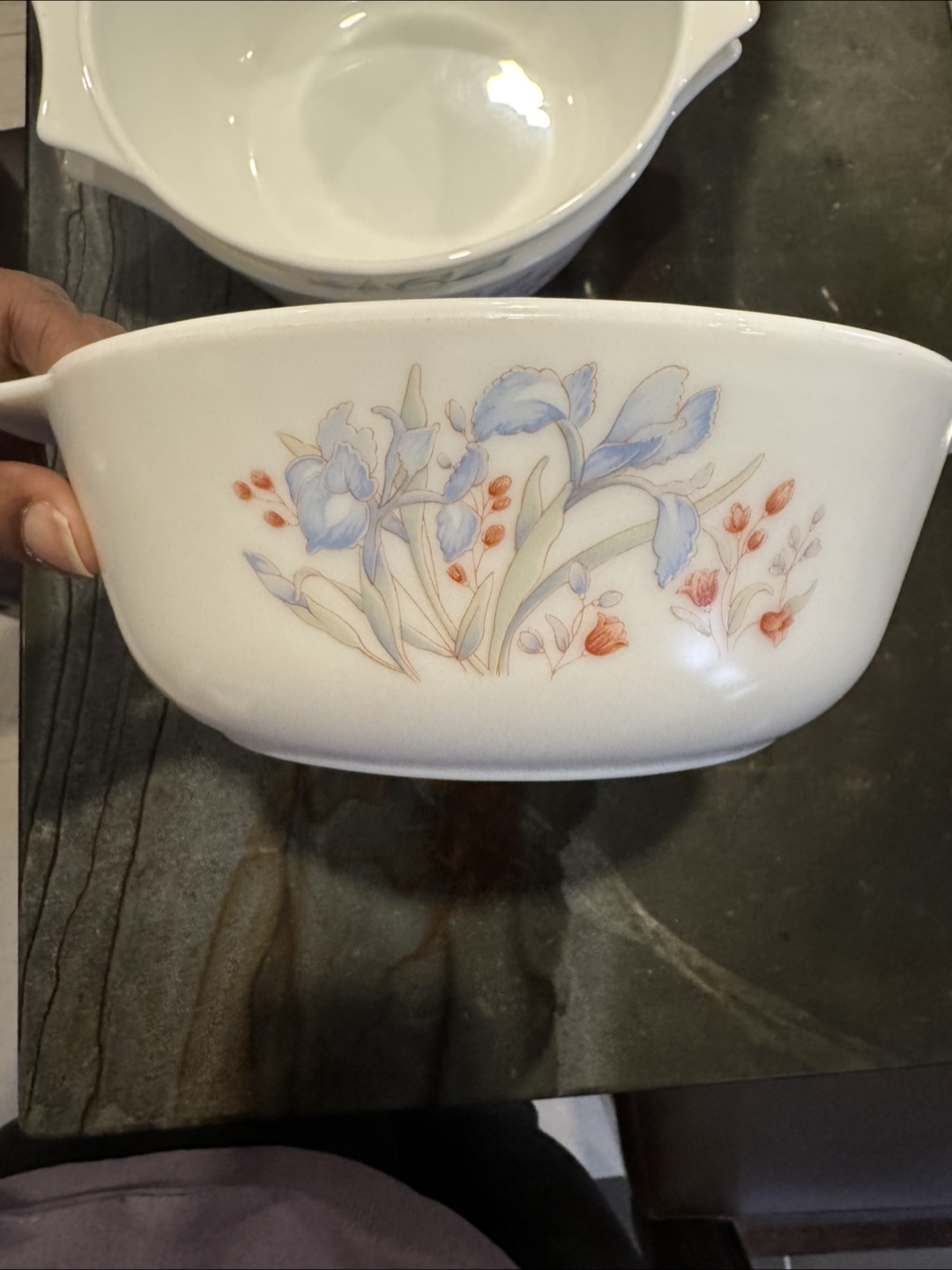 3 Vintage Pyrex Casserole Dishes with Iris Design - photo 5