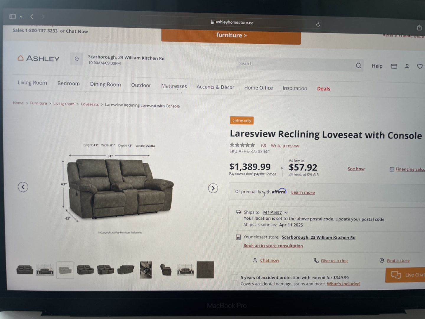 Ashley Lareview Reclining Loveseat with Console - photo 5