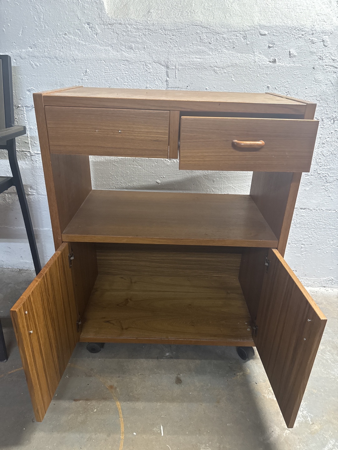 Wooden Rolling Cart with Drawers and Cabinets - photo 3