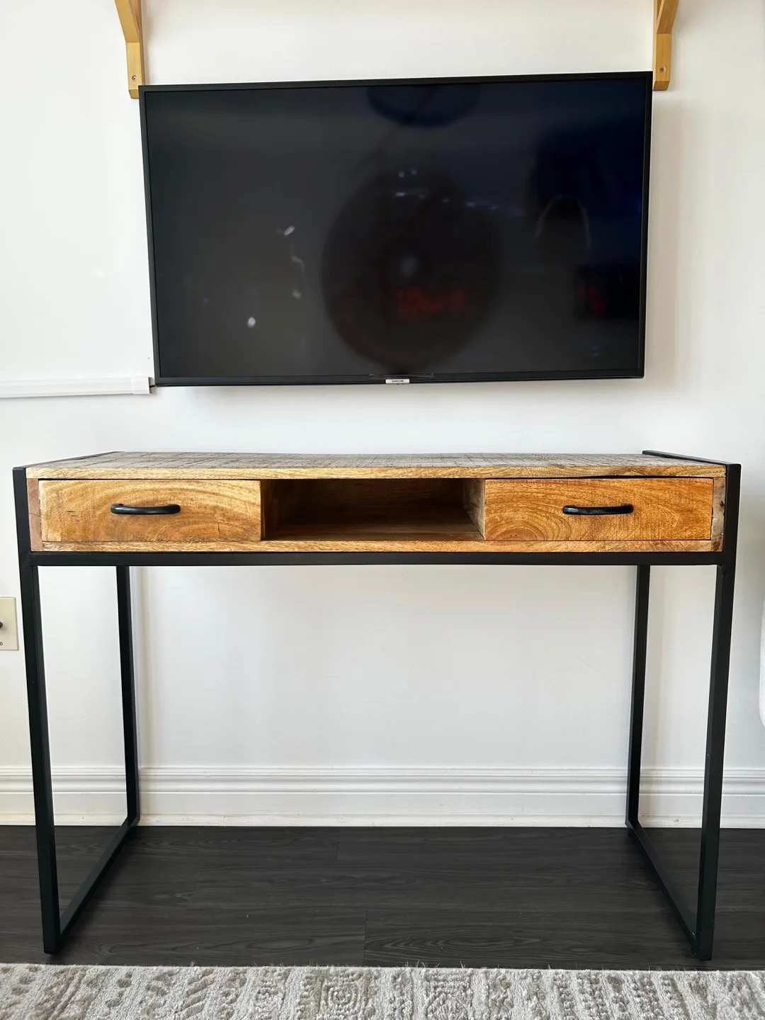Industrial-Style Wood Console Table with Metal Frame thumbnail