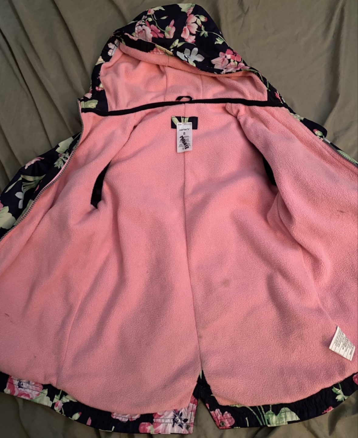 Carter's Girls' Size 8 Floral Hooded Jacket - photo 2