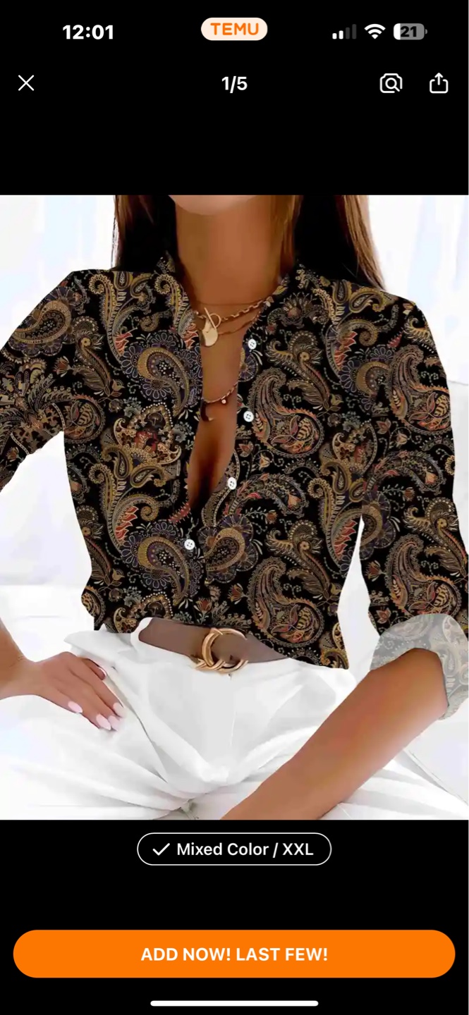 Women's XXL Button-Down Shirts - Variety of Prints - photo 3