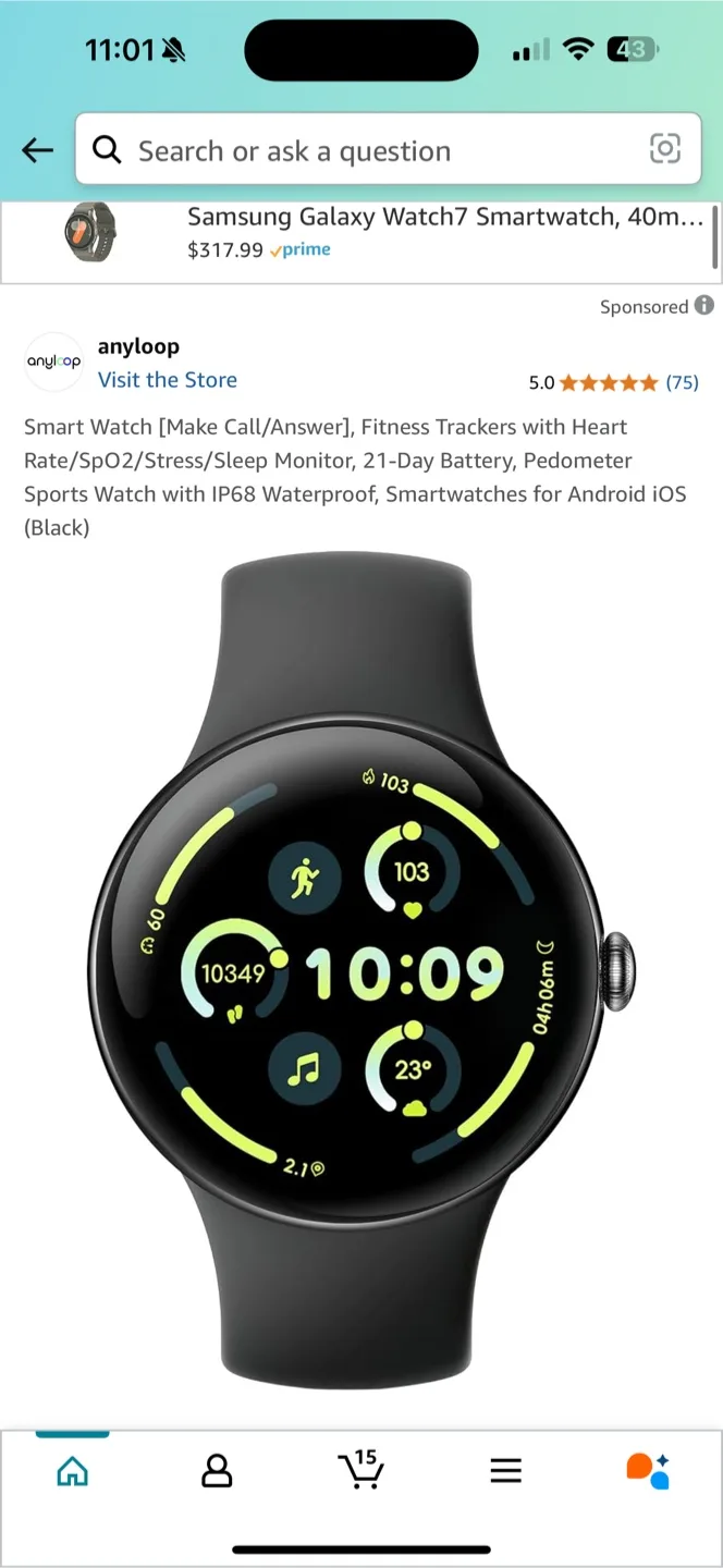 New anyloop Watch R1 Smartwatch - Black image indicator(4)