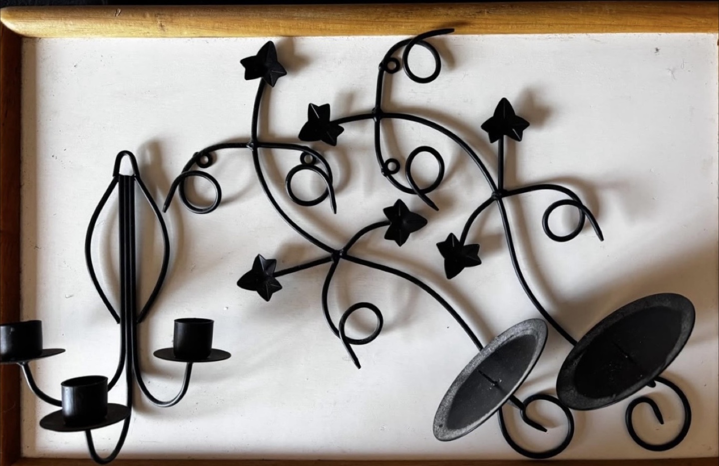 Black Metal Wall Candle Holder Set