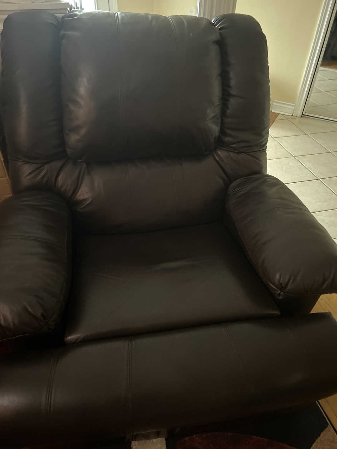 Recliner Chair - Brown Leather