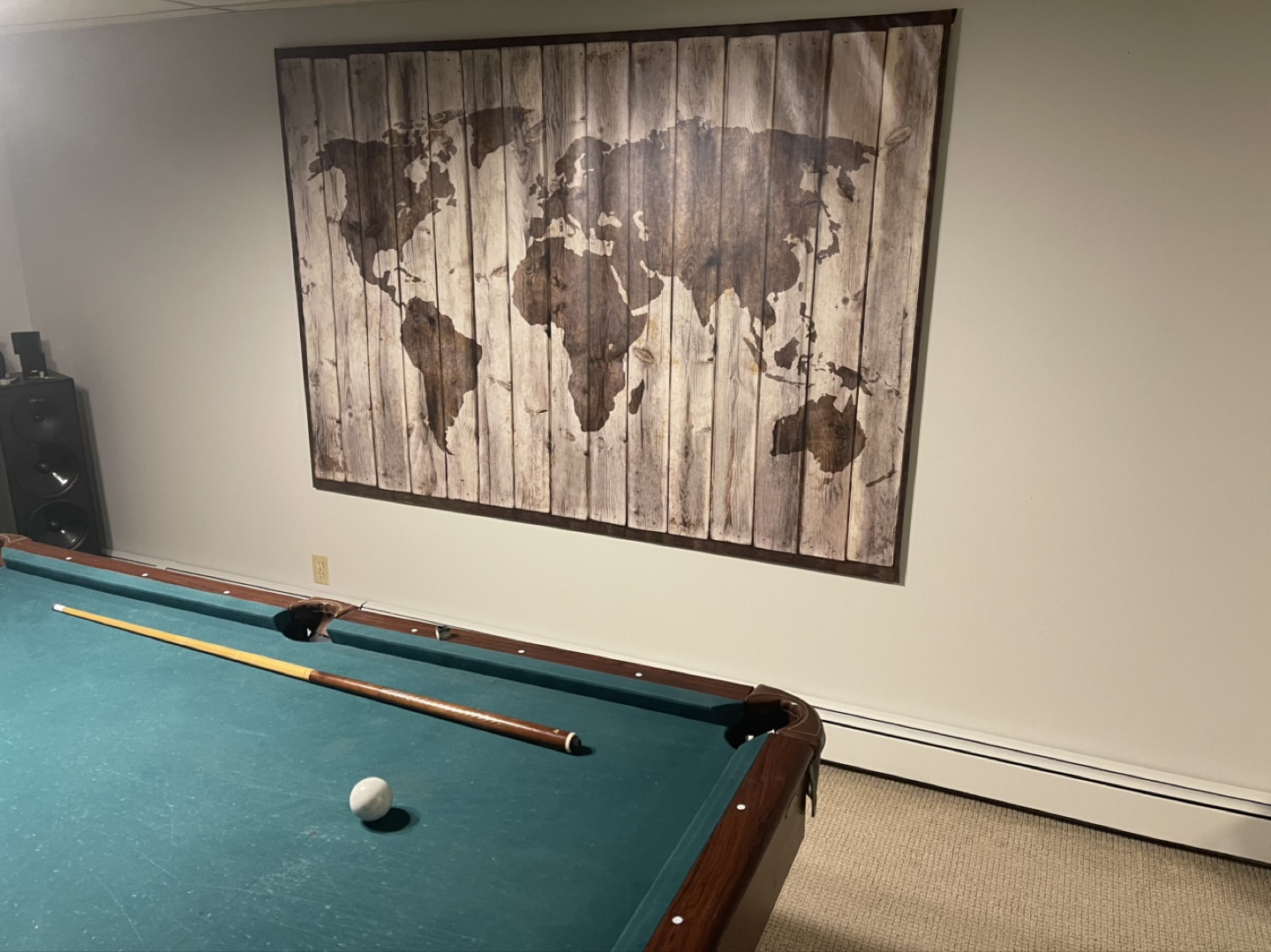 Large World Map Wall Decor on Wood Grain