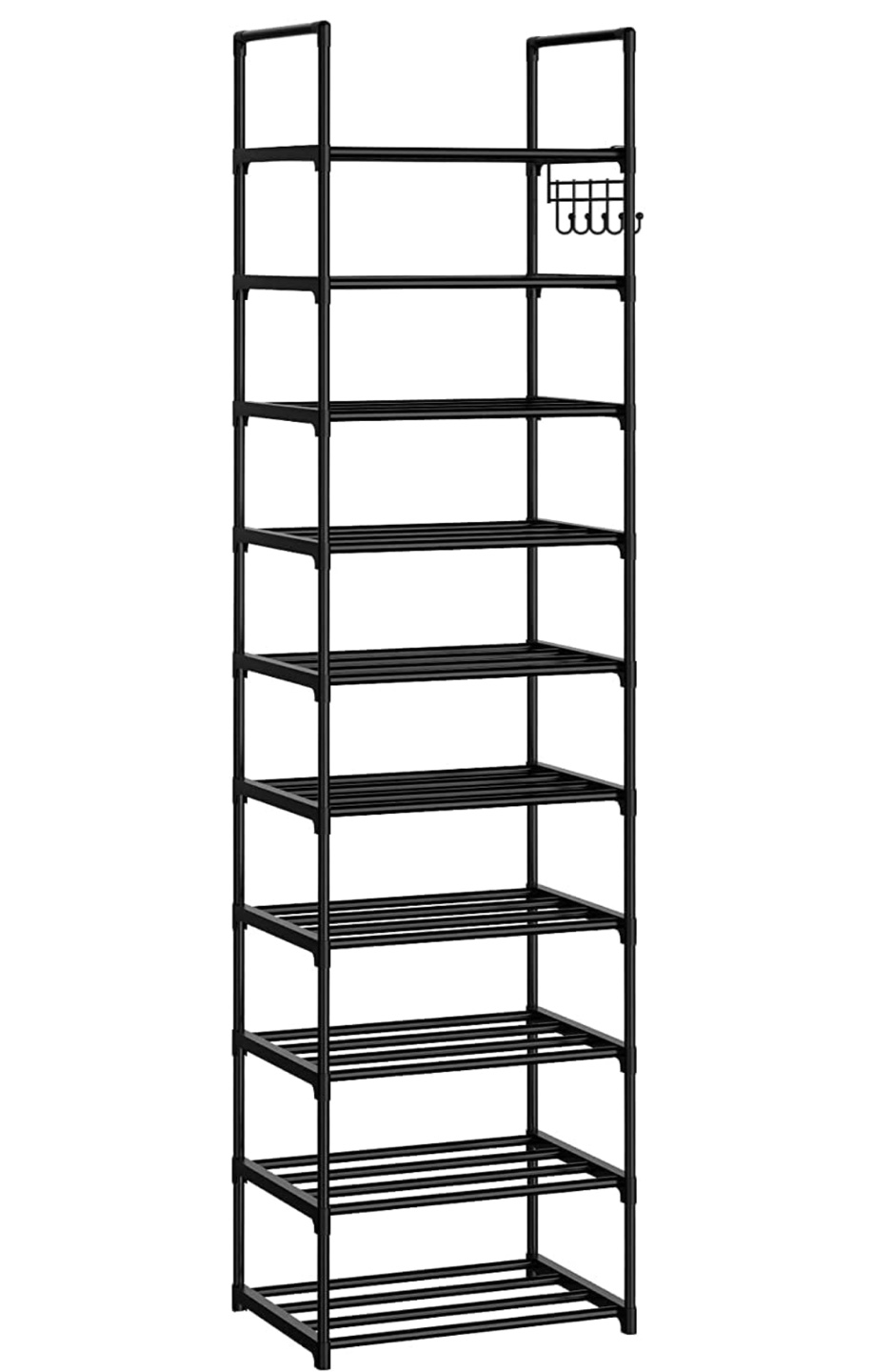 Two 5-Tier or One 10-Tier Black Metal Shoe Racks