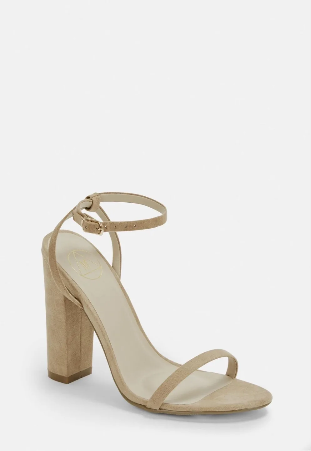 Taupe Faux Suede Block Heel Sandals thumbnail