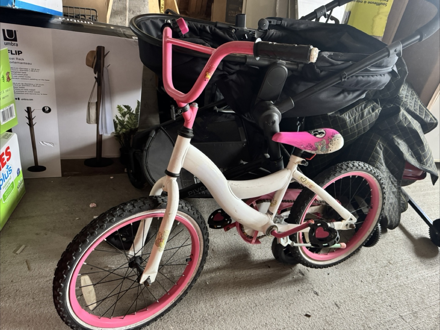 Girls' Pink and White Bike 18”