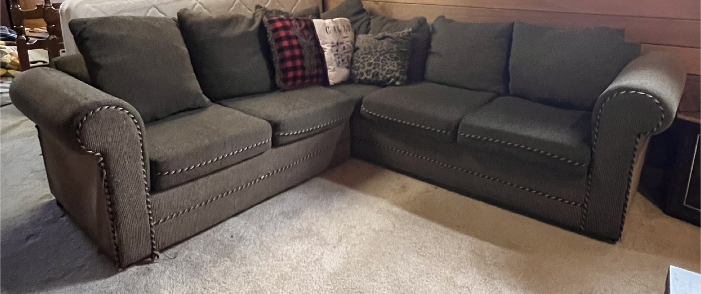 Sectional Sofa - Brown Fabric