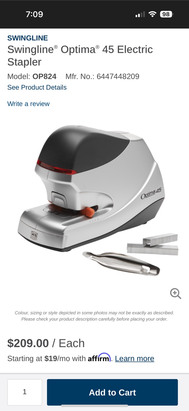 Swingline Optima 45 Electric Stapler - New in Box - photo 3