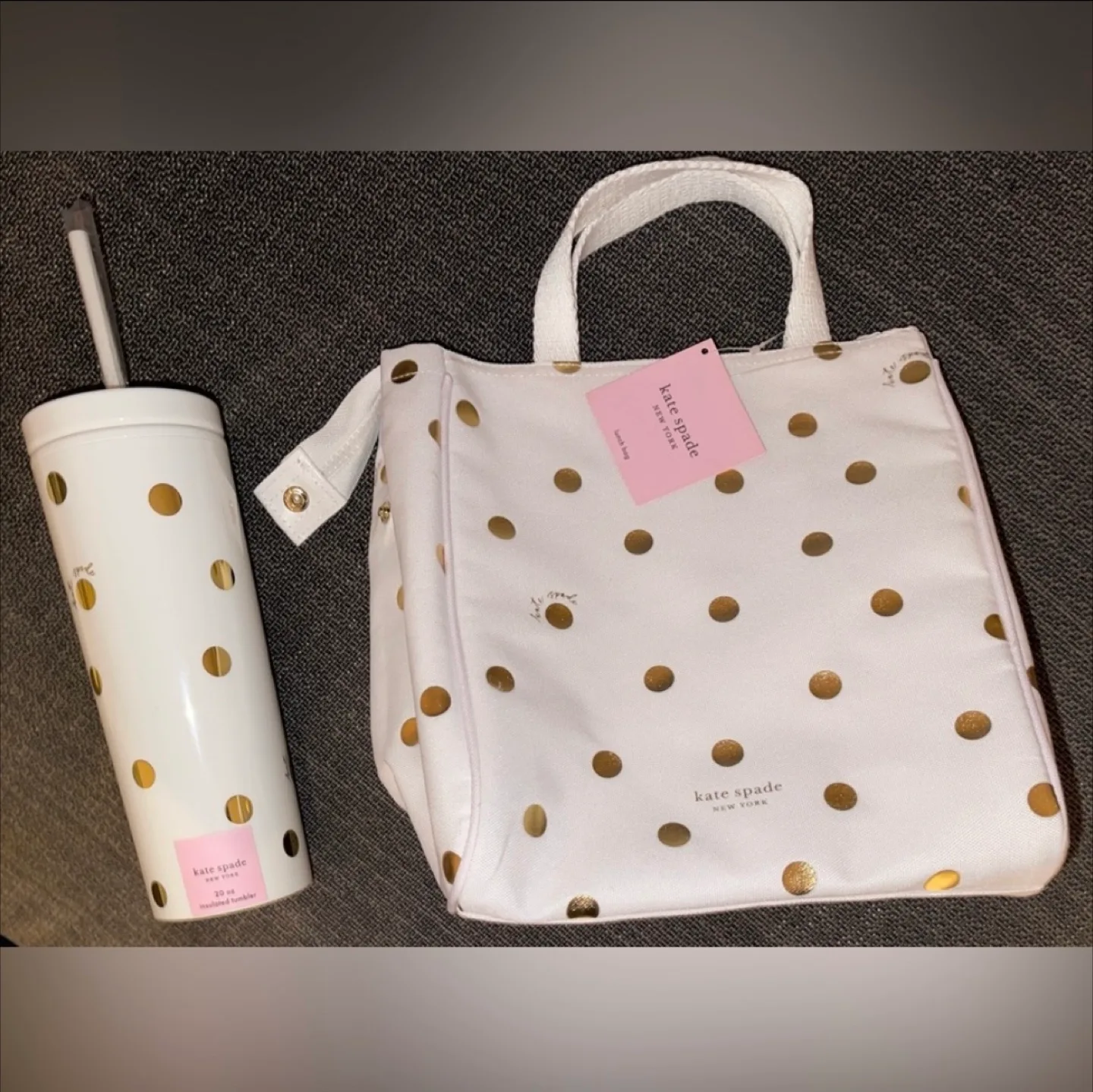 Kate Spade Polka Dot Insulated Lunch Bag and Acrylic Tumbler Set image indicator(2)