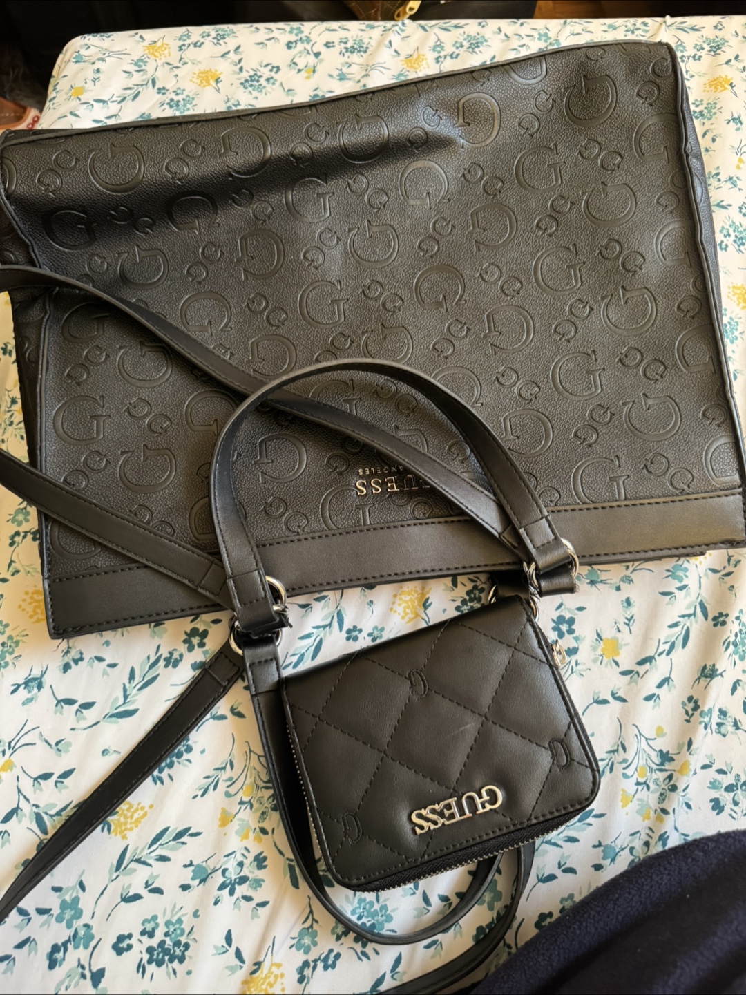 Guess Black Tote Bag and Wallet Set