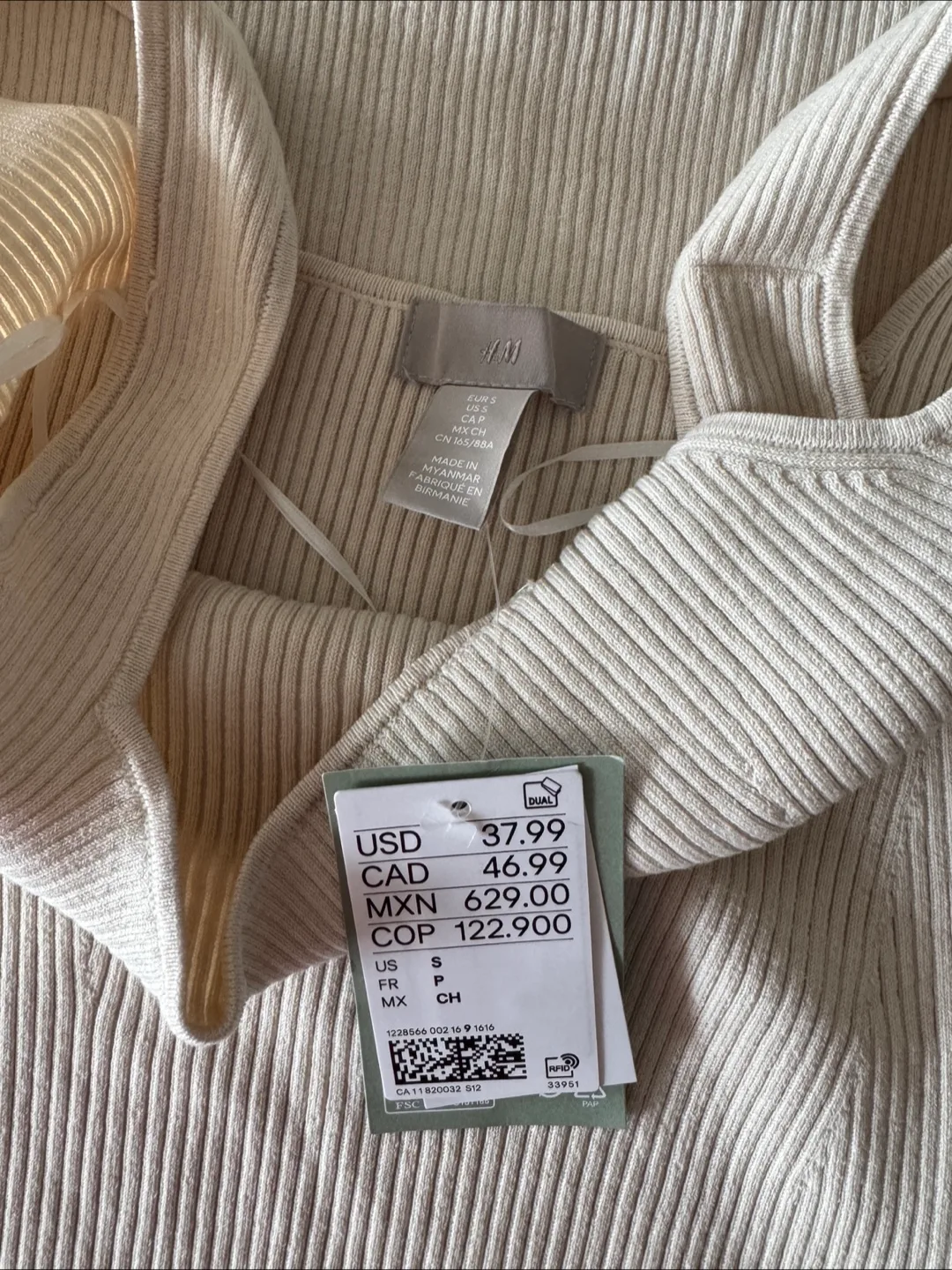 H&M Beige Ribbed Knit Midi Dress - Size S - New image indicator(5)