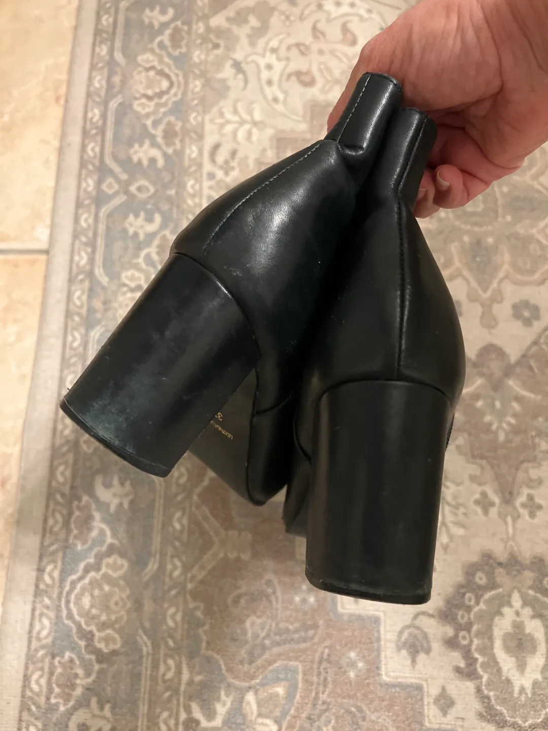 Black Leather Ankle Boots with Block Heels image indicator(3)