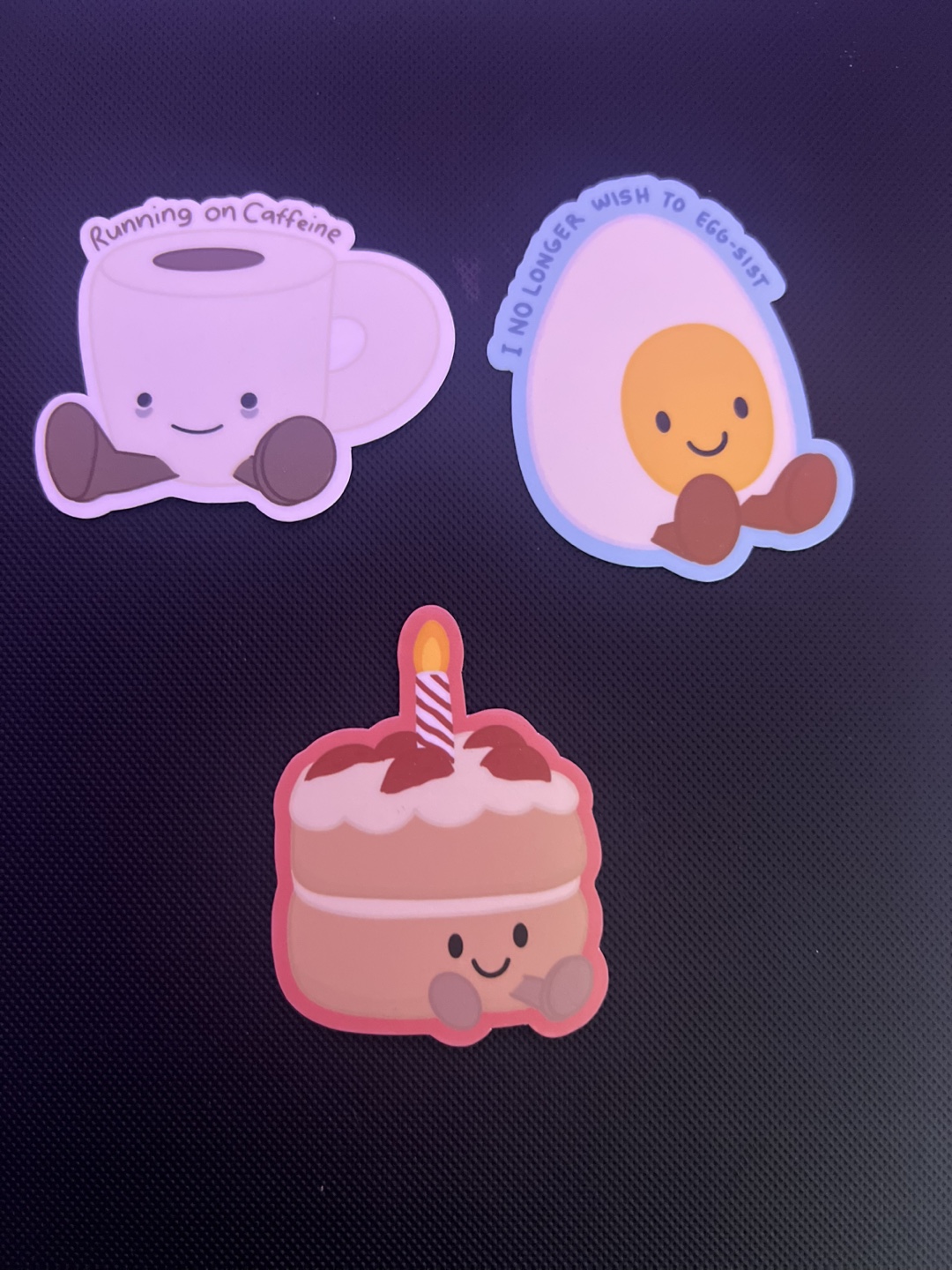 Cute Food Stickers - Coffee, Egg, and Cake