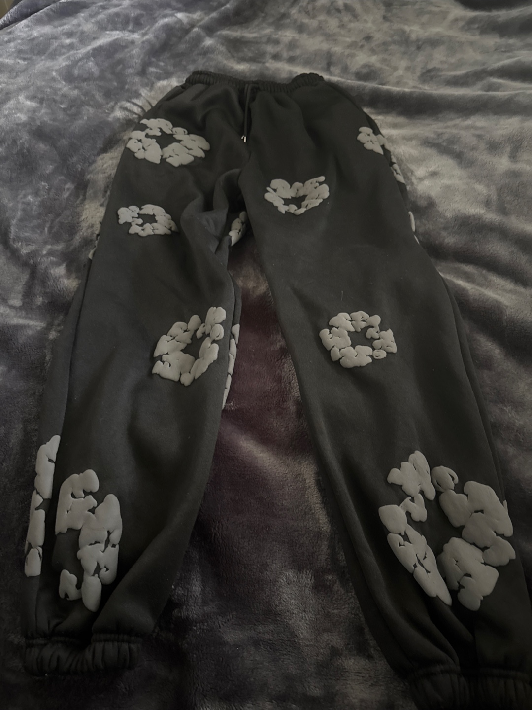 Denim tear black on black printed pants
