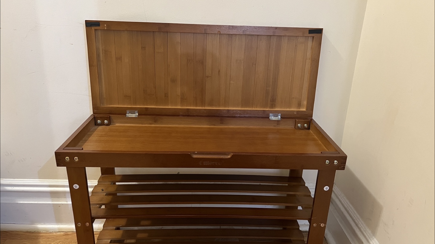 Brown Wooden Shoe Bench with Storage - photo 4