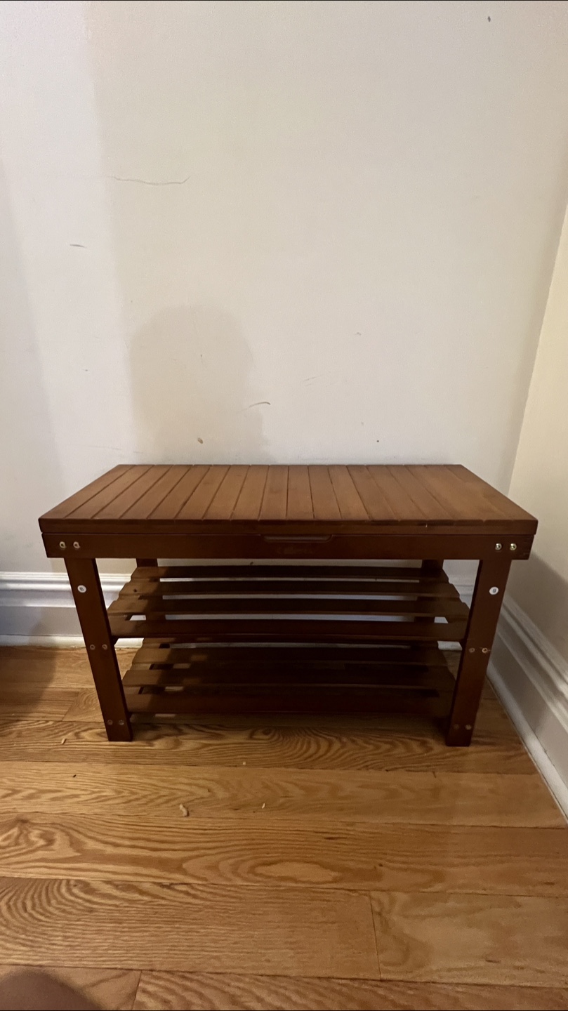 Brown Wooden Shoe Bench with Storage - photo 2