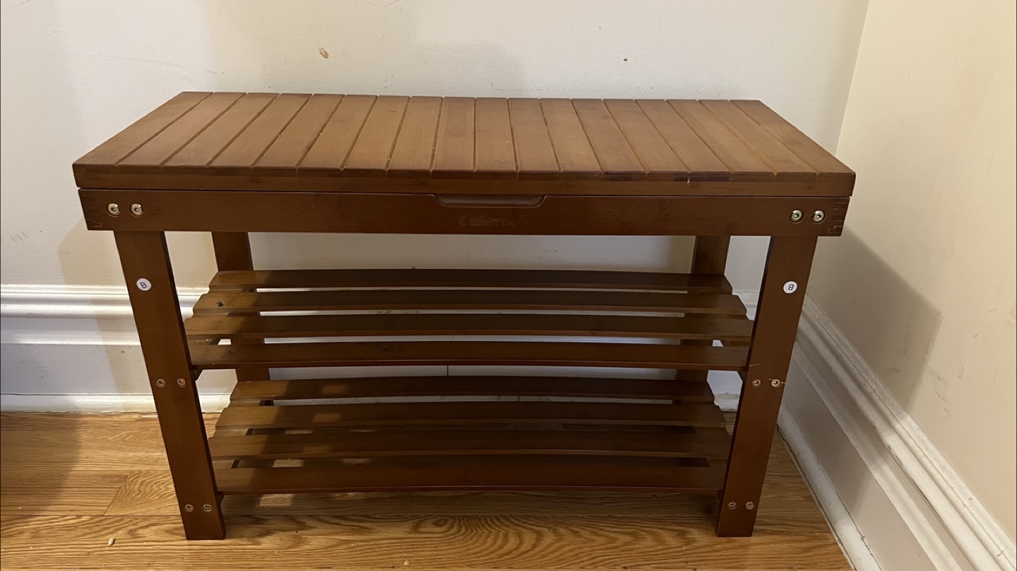 Brown Wooden Shoe Bench with Storage - photo 3