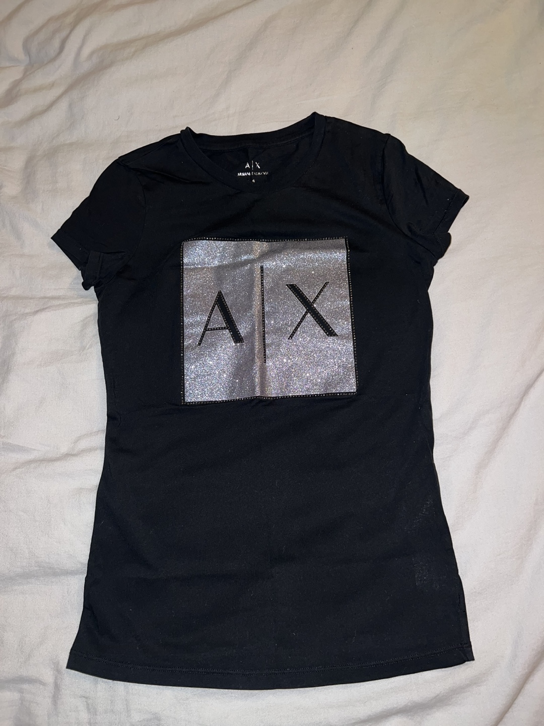 Armani Exchange Black Glitter AX Logo T-Shirt - photo 2
