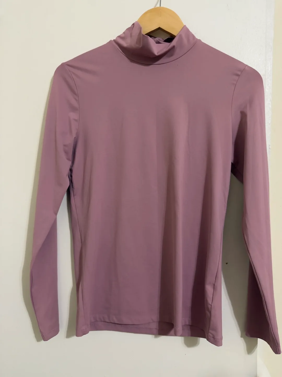 Women's mauve mock neck long sleeve shirt thumbnail