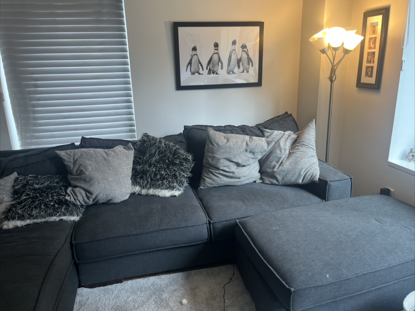 Dark Gray Sectional Sofa with Ottoman - photo 4