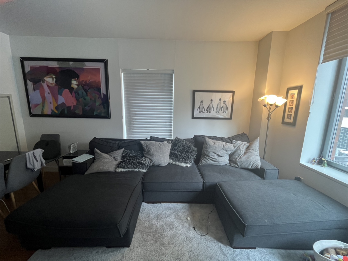Dark Gray Sectional Sofa with Ottoman - photo 2