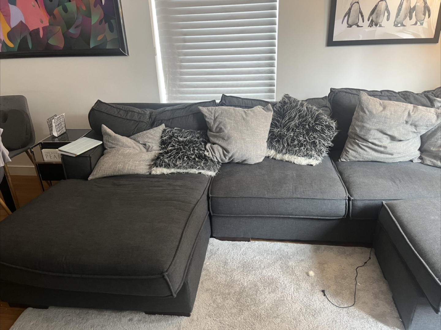 Dark Gray Sectional Sofa with Ottoman - photo 3