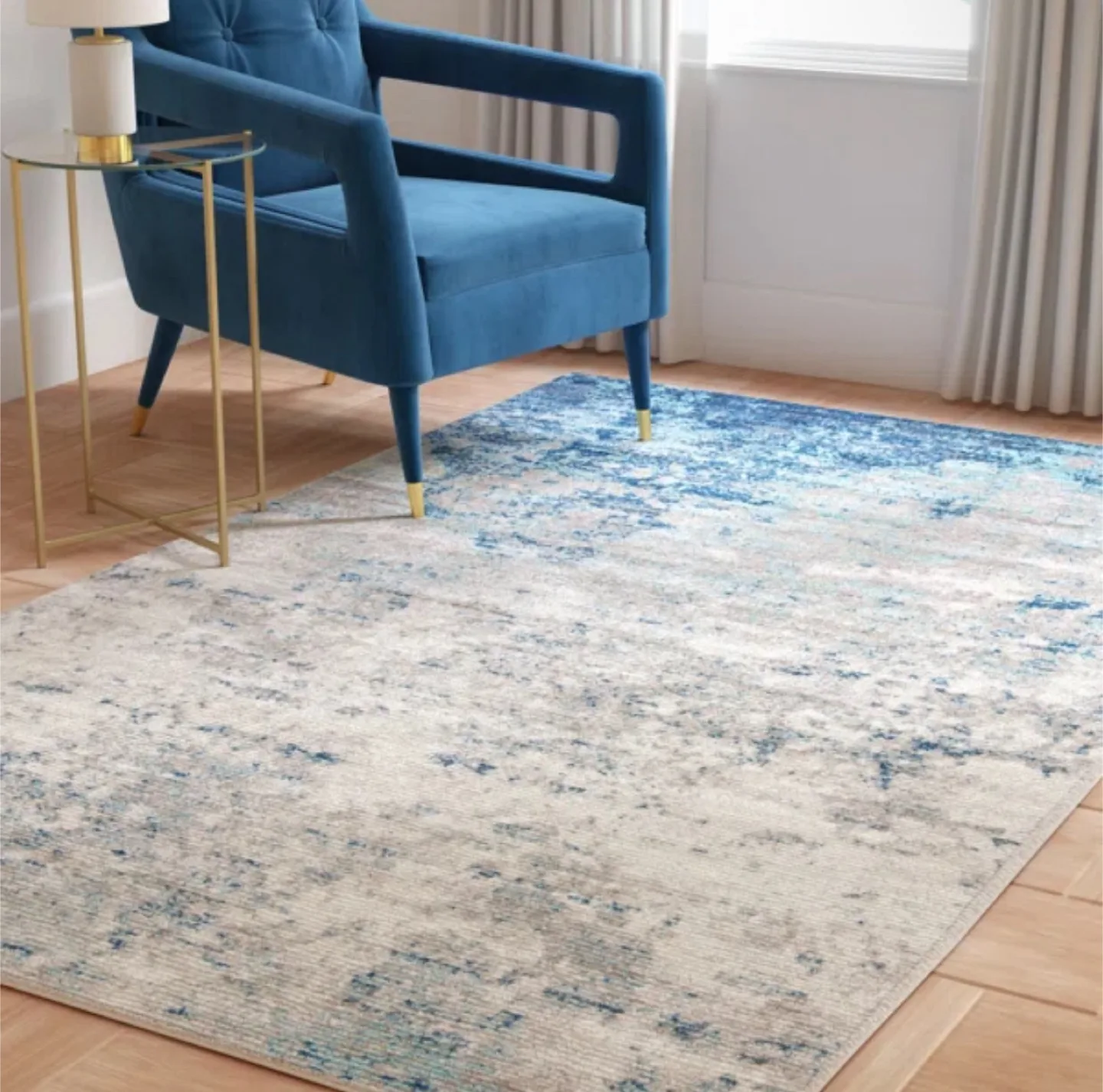 Beautiful Blue and Grey Area Rug image indicator(3)