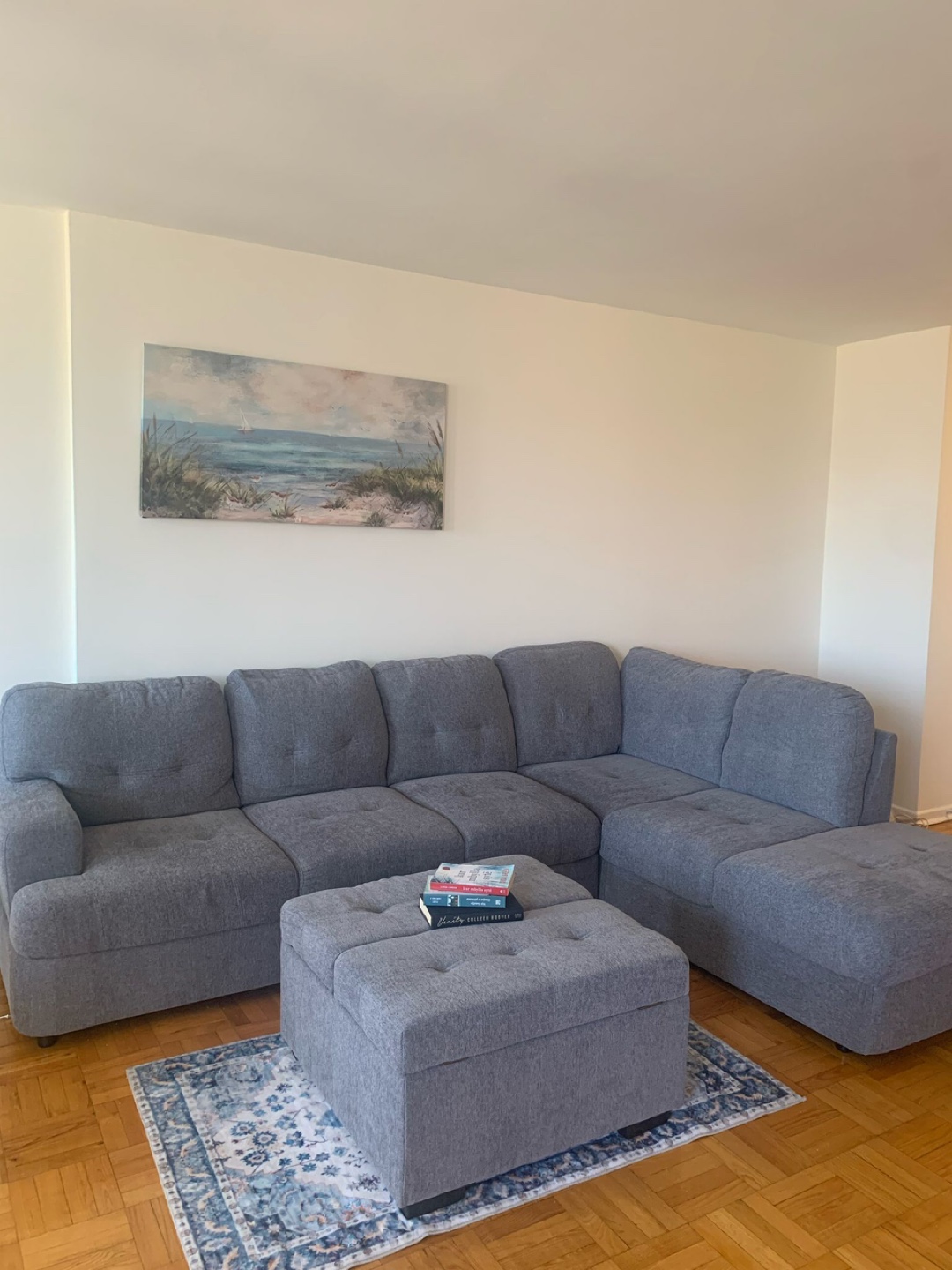 Grey L-Shaped Sectional Sofa with Storage Ottoman - photo 5