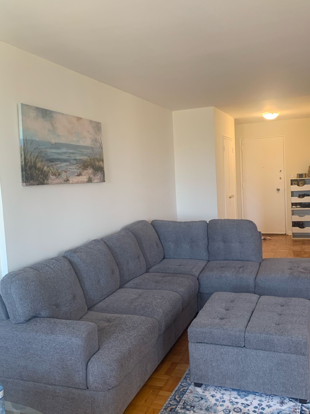 Grey L-Shaped Sectional Sofa with Storage Ottoman