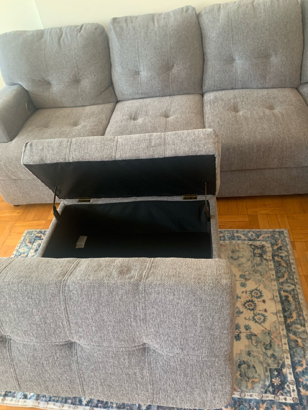Grey L-Shaped Sectional Sofa with Storage Ottoman - photo 3