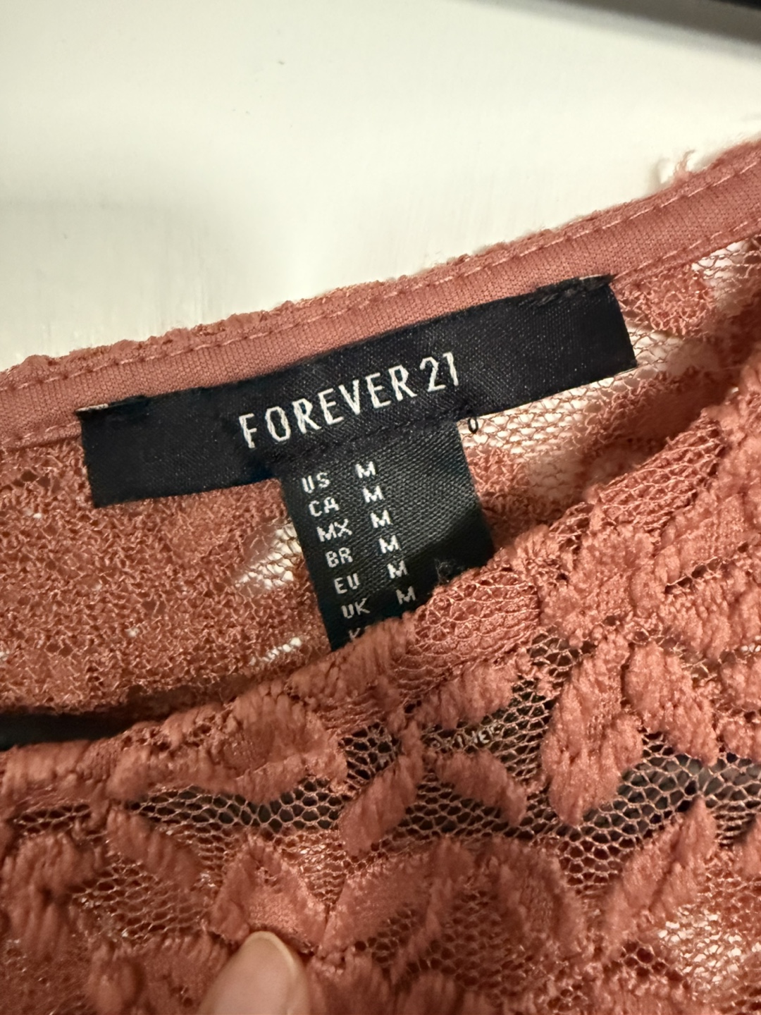 Dusty Rose Lace Long Sleeve Blouse - Size Medium - photo 2