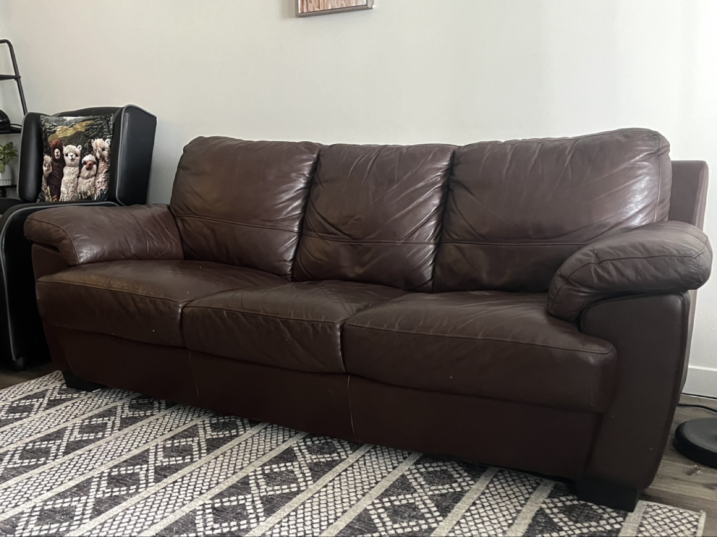 Brown Leather Sofa - photo 2